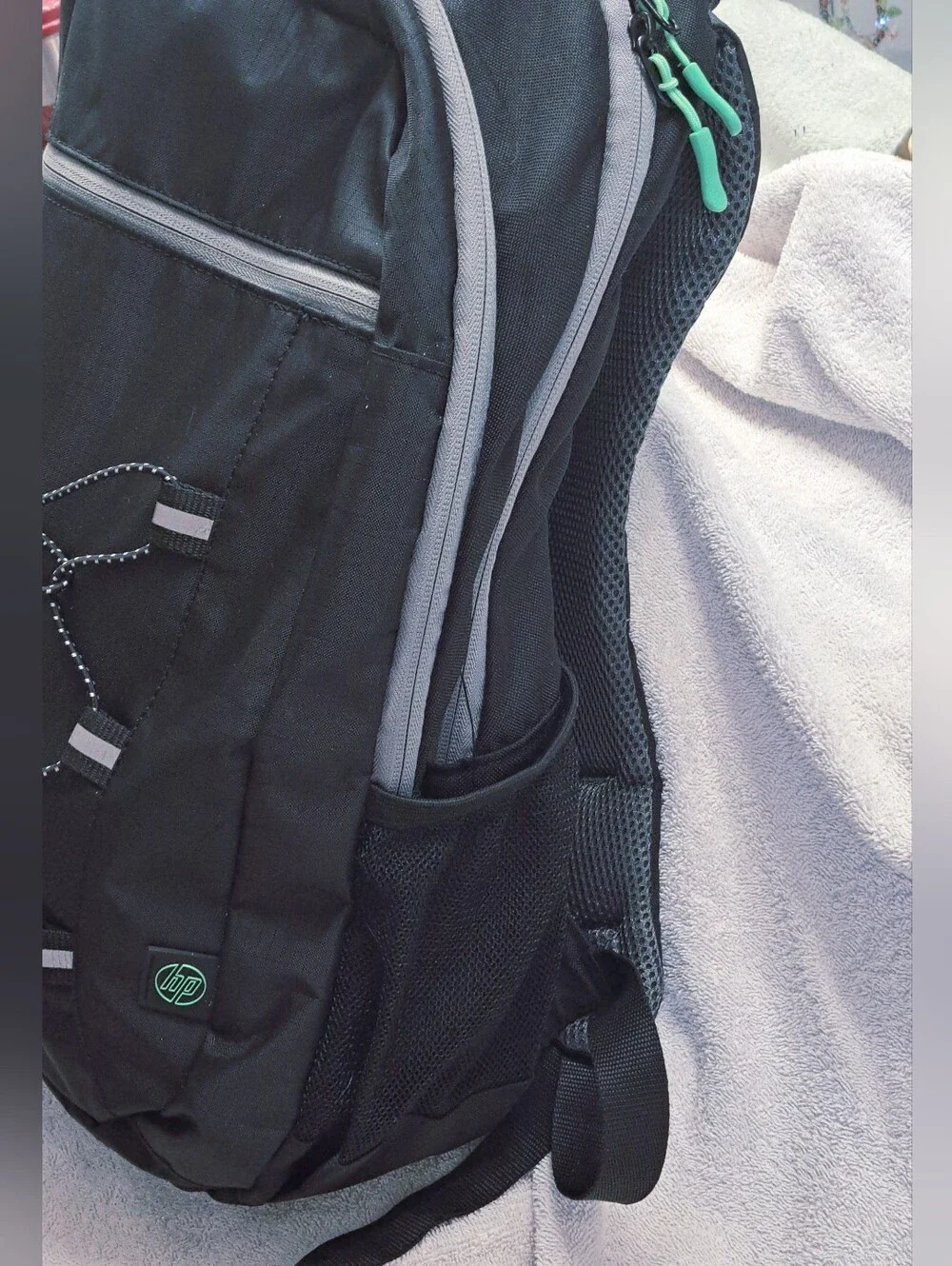 HP Black Laptop Backpack with Green Accents